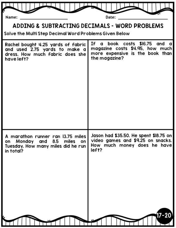 decimal word problems