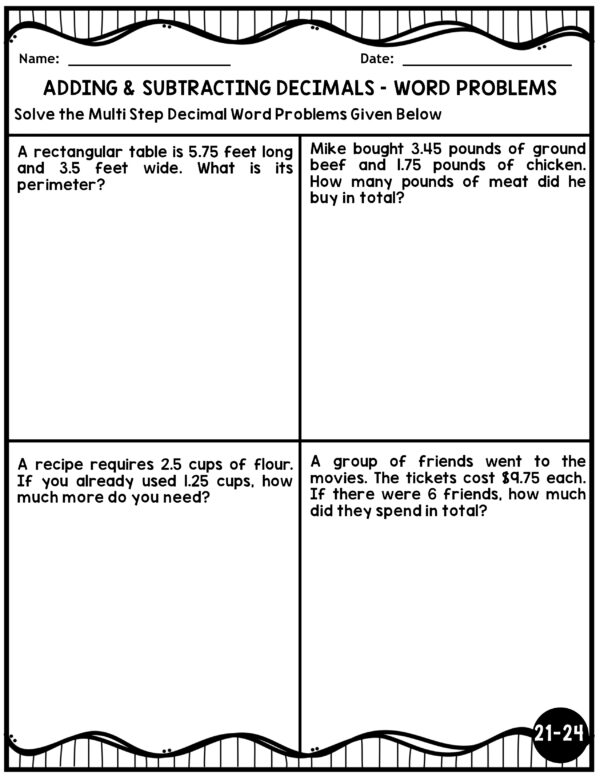 decimal word problems