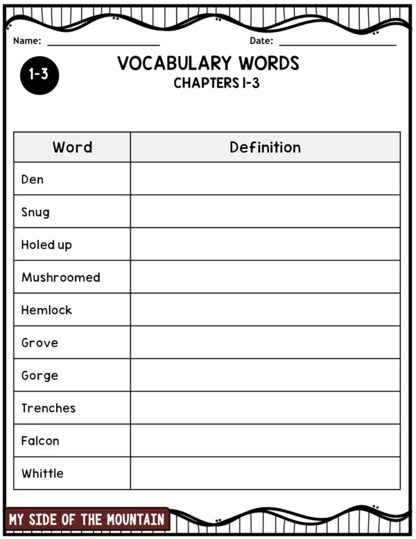 My Side of the Mountain Novel Study Unit | Chapter Comprehension Questions, Vocabulary, and Prompts Book Study - Image 2